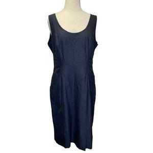 Hilton Hollis NWT Modern Career Dress Sz 12 Indigo Blue Sleeveless‎ Pleat Detail